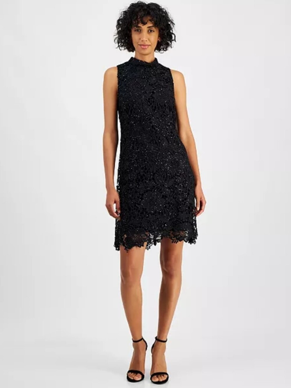 Signature by Robbie Bee NWT Black Lace Sequin Cocktail Dress Size 16 Party